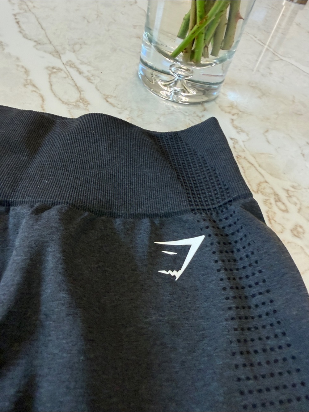 Gymshark Black High-Rise Leggings with White Logo